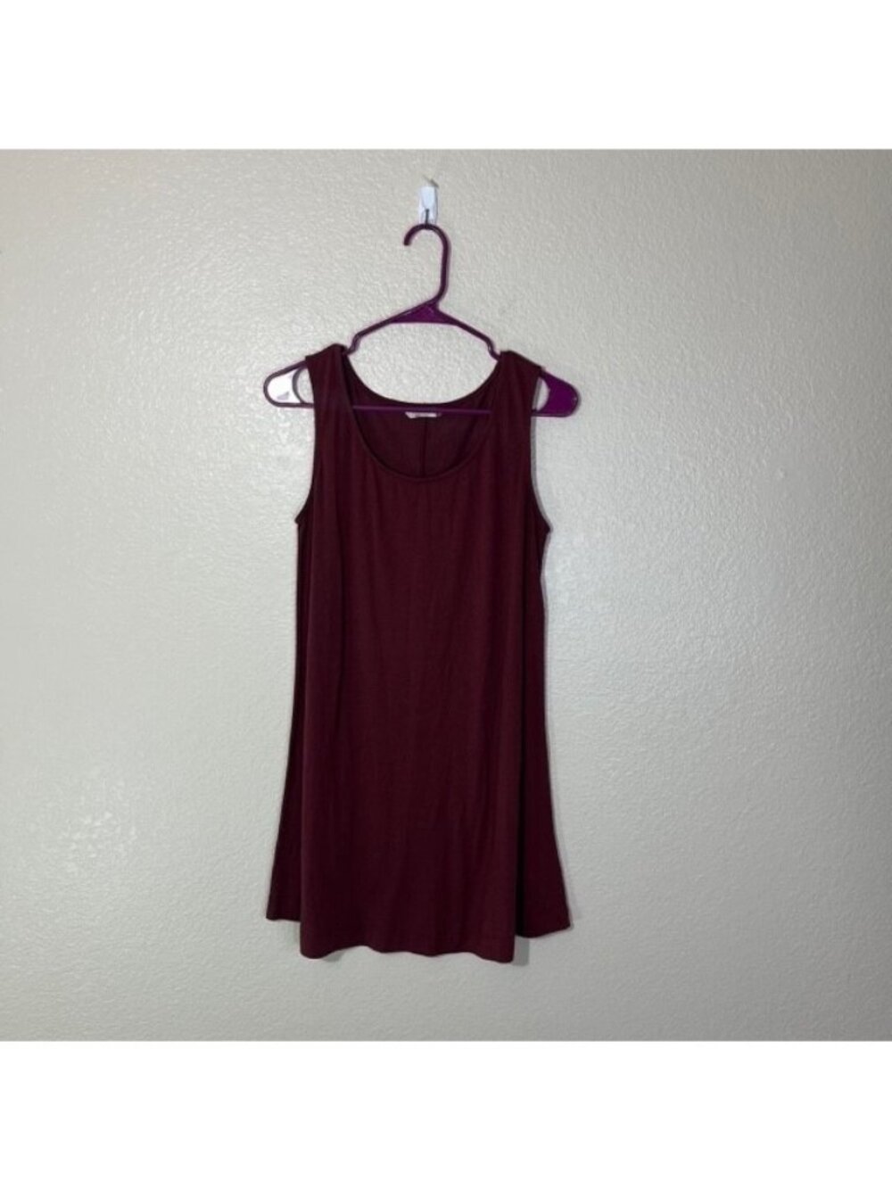 Chalet Maroon Polyester Cotton Sleeveless Tank Dress Small S